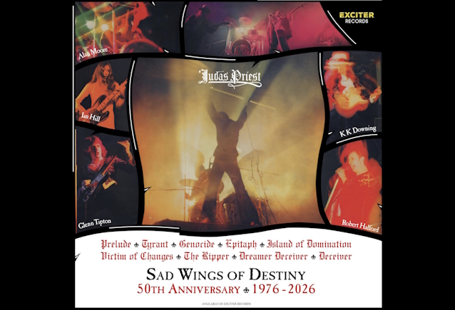 Arte oficial de la edición del 50 aniversario de Sad Wings of Destiny de Judas Priest
